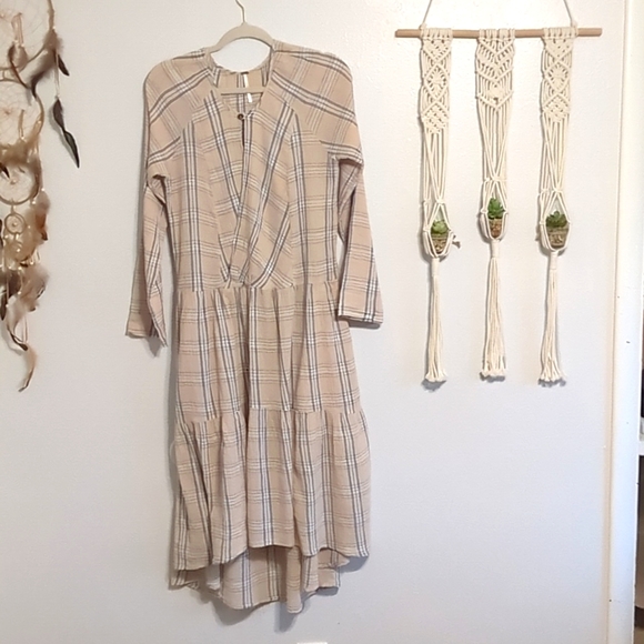 Free People Come as You Are Plaid Midi Dress L - Picture 8 of 17